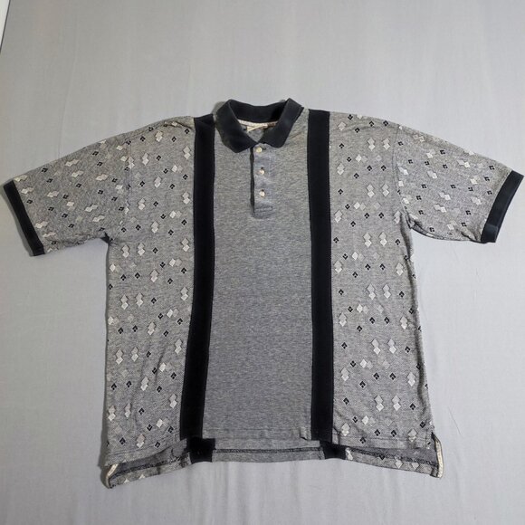 Vintage Fila Golf polo shirt men's size L grey and black with geometric pattern - Picture 1 of 12